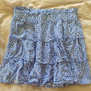 Wild Fable Blue and White Tiered Skater Mini Skirt